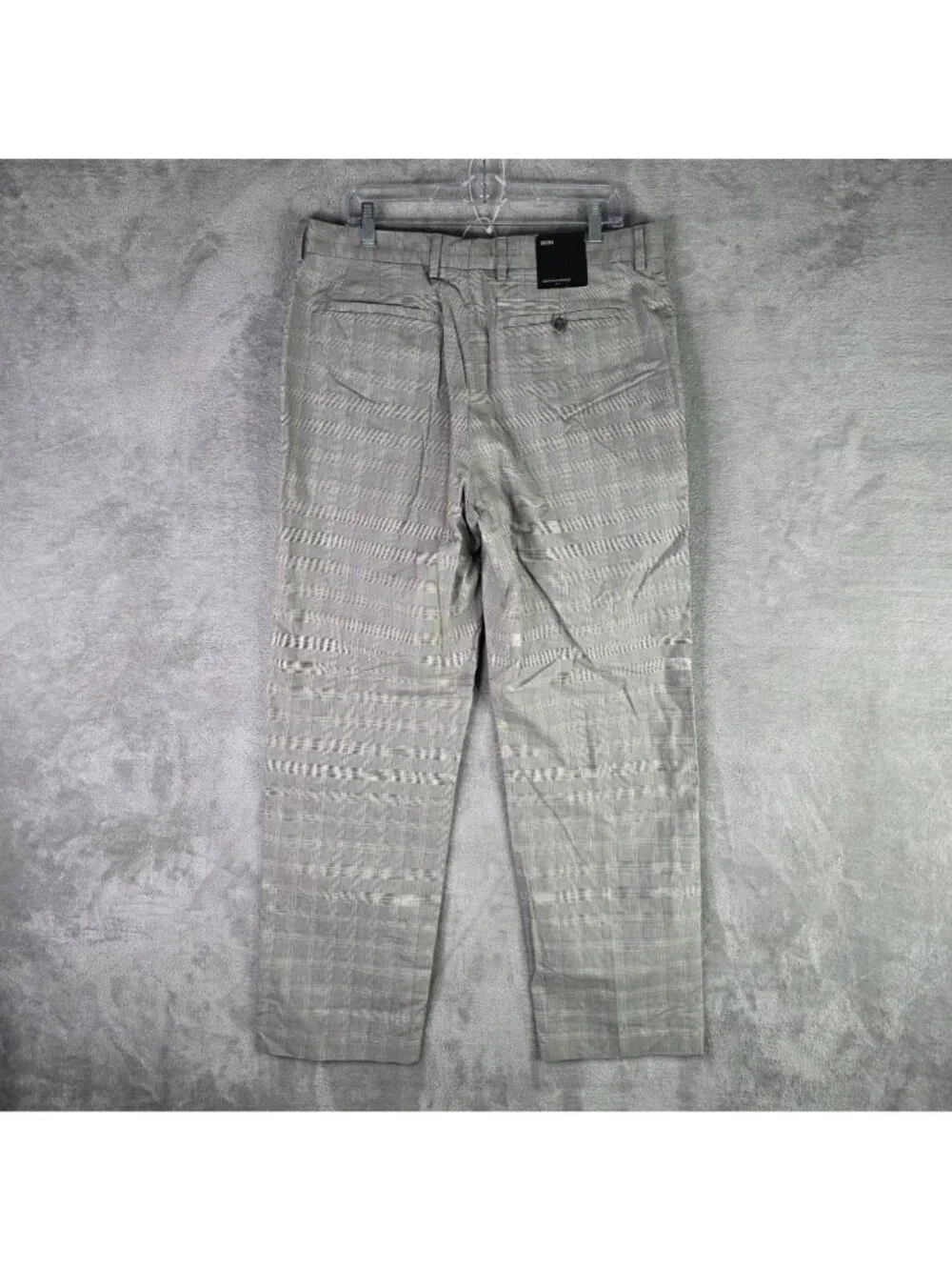 Mens Banana Republic Gray Plaid Cotton Dress Pants Flat Front Classic Fit 36x34